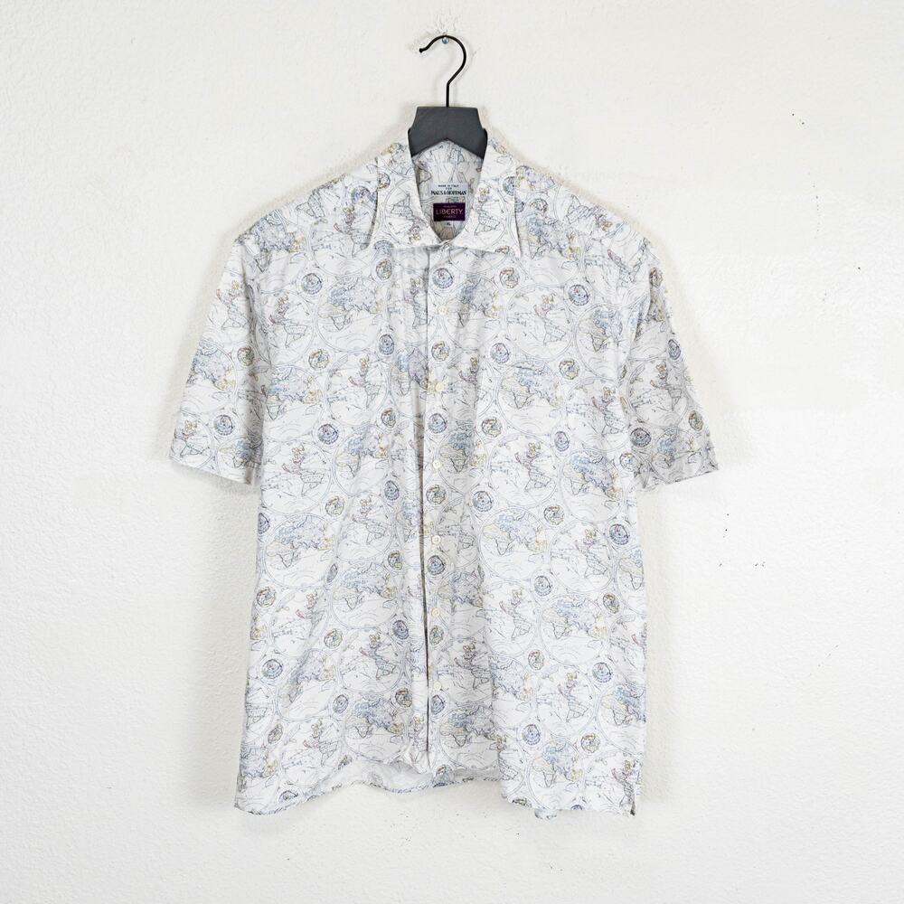 Maus & Hoffman x Liberty London fabric Button up Shirt World Map Print XL